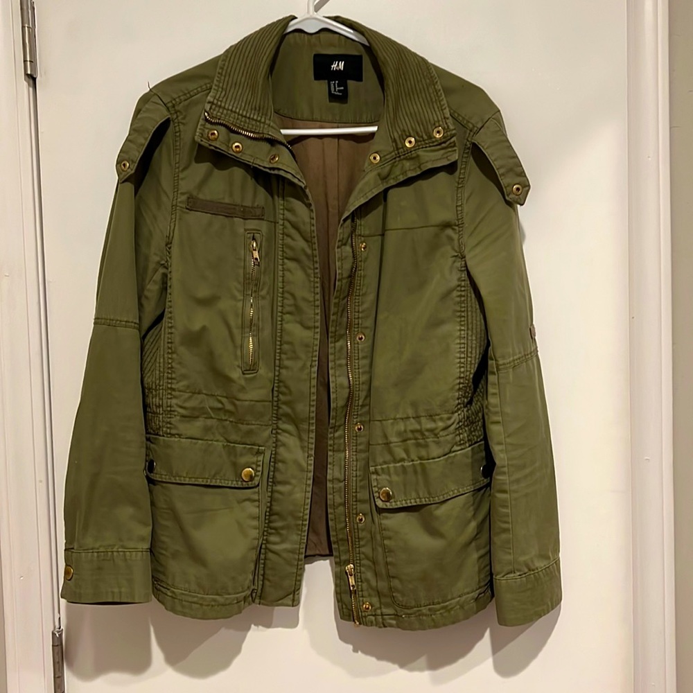 H&M green utility jacket size 8
